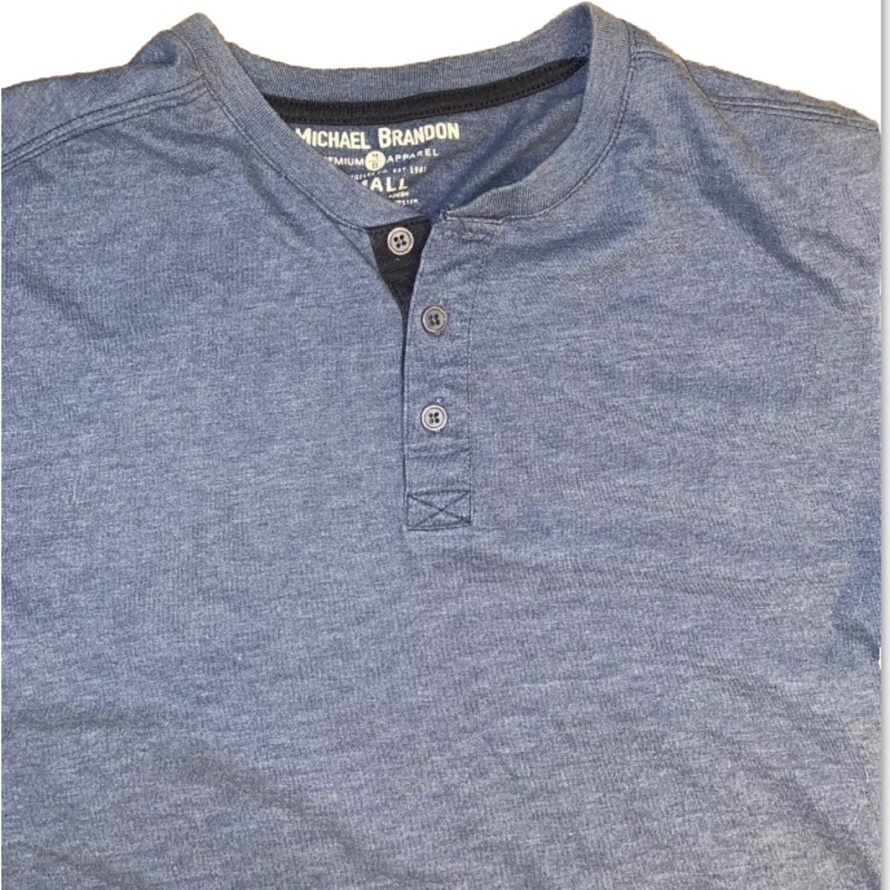 Men’s Short Sleeve 3-button Michael Brandon Heather Blue T-shirt